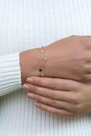 Rose Gümüş Pullu Tasarım Bileklik 2379