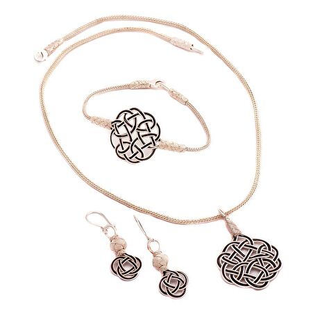 Aşk Düğümü Kazaziye El Sarması Gümüş Set 1409