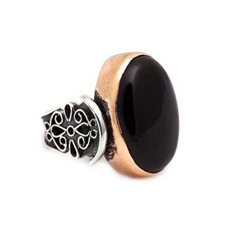 Oltu Taşlı Çekiç Dövme El Yapımı Gümüş Set 1027