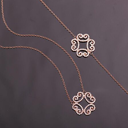 Zirkon Taşlı Rose Gümüş Set 978