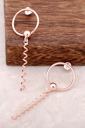 Rose Gümüş Tasarım Burgu Halka Küpe 4172