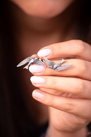 Güvercin Tasarım Elişi Gümüş Küpe 4059