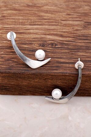 İncili Antik Tasarım Elişi Gümüş Küpe 4058