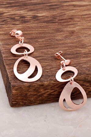 Rose Gümüş Elişi Tasarım Küpe 3882