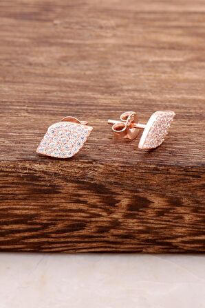 Rose Gümüş Taşlı Göz Küpe 3762