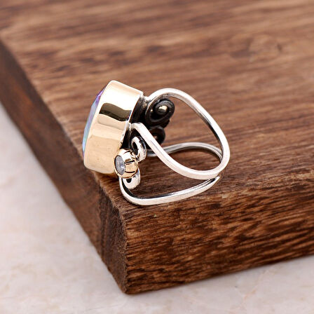 Mistik Topaz Elişi Tasarım Gümüş Yüzük 2550