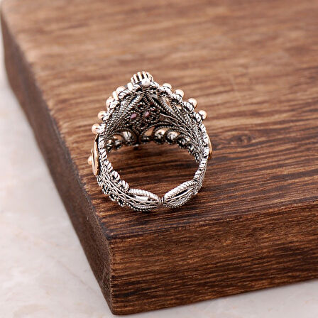 Ametist Taşlı Telkari İşlemeli Gümüş Yüzük 2495