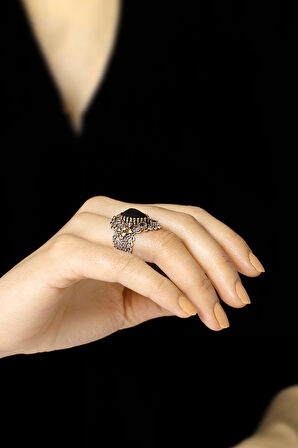 Safir Taşlı Telkari İşlemeli Gümüş Yüzük 2479