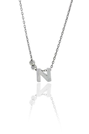 N Harfli Tasarım Gümüş Kolye 3825