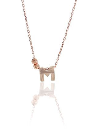 M Harfli Tasarım Rose Gümüş Kolye 3822