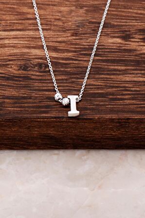 I Harfli Tasarım Gümüş Kolye 3813