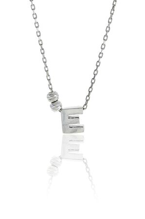 E Harfli Tasarım Gümüş Kolye 3803