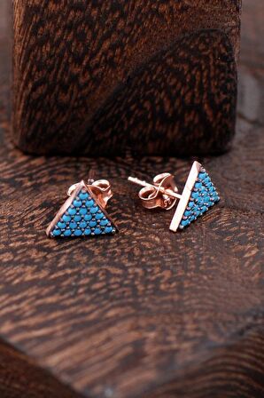 Üçgen Rose Gümüş Küpe 2335