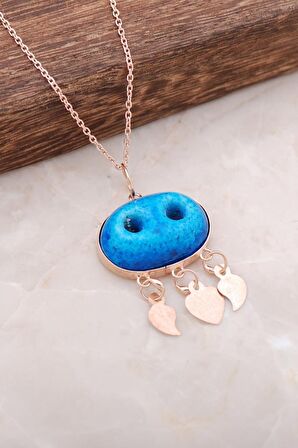 Süryani Nazar Boncuğu Rose Gümüş Kolye 2131