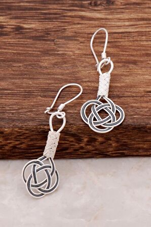 Kazaziye İşlemeli Elişi Tasarım Gümüş Küpe 4228