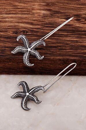 Deniz Yıldızı Tasarımlı Elişi Gümüş Küpe 4267