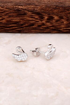 Kuğu Tasarımlı Gümüş Küpe 4327