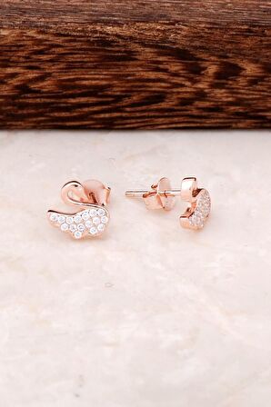 Kuğu Rose Gümüş Küpe 4333