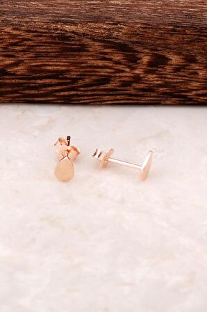 Rose Gümüş Damla Mini Küpe 4343