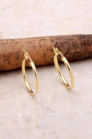 Altın Yaldızlı Gümüş Halka Küpe 4498