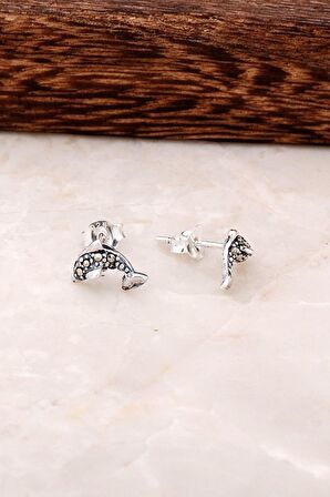 Balıklı Gümüş Küpe 4534