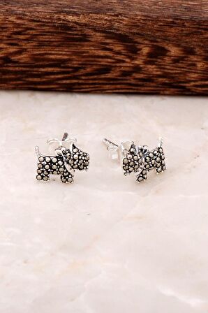 Köpek Tasarım Gümüş Küpe 4535