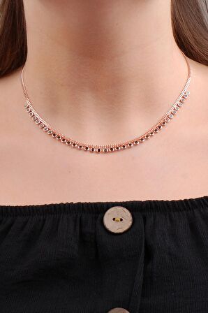 Rose Gümüş Choker Kolye 6571