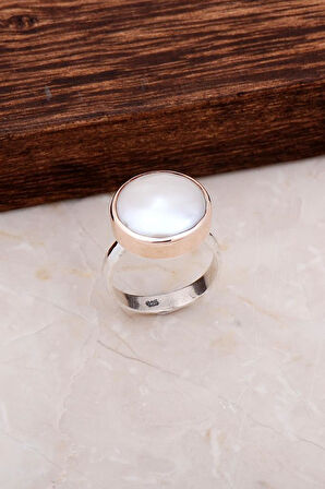 Rose Gümüş İnci Taşlı Yüzük 2910