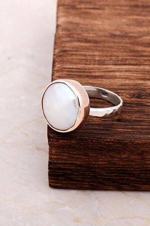 Rose Gümüş İnci Taşlı Yüzük 2910