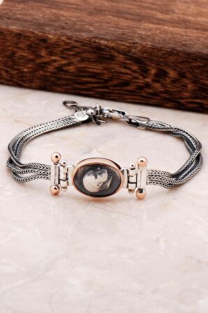 Mustafa Kemal Atatürk Silüeti Gümüş Bileklik 3265