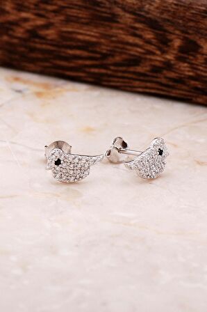 Kuşlu Gümüş Küpe 4818