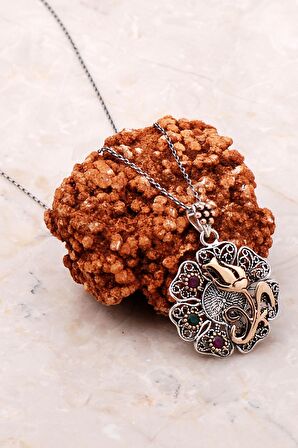 Laleli Telkari İşlemeli Gümüş Kolye 6788