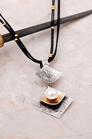 İnci Çekiç Dövme El Yapımı Gümüş Kolye 6798
