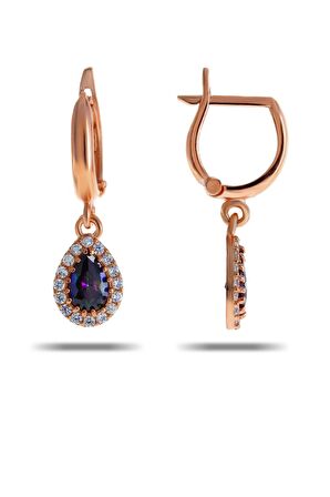 Mistik Topaz Rose Gümüş Damla Küpe 4962