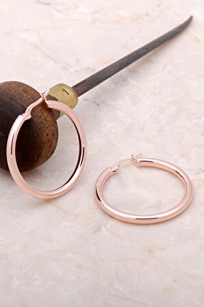 Trend Rose Gümüş 34 mm Halka Küpe 4978