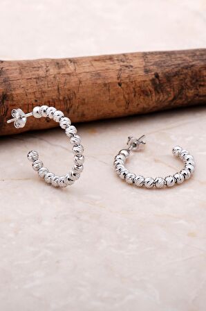 Dorica Rodyumlu Gümüş 21 Mm Halka Küpe 5029