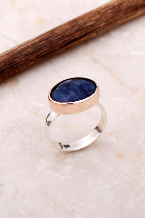 Safir Elişi Tasarım Trend Gümüş Yüzük 3050