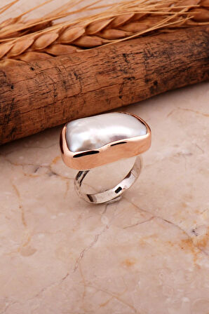 İnci Elişi Tasarım Trend Gümüş Yüzük 3053