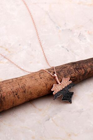 Çınar Ağacı Yaprağı Rose Gümüş Kolye 6968