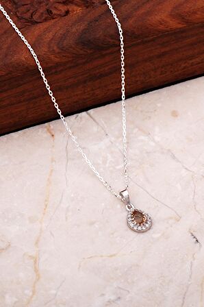 Renk Değiştiren Sultan Taşlı Mini Damla Kolye 7033