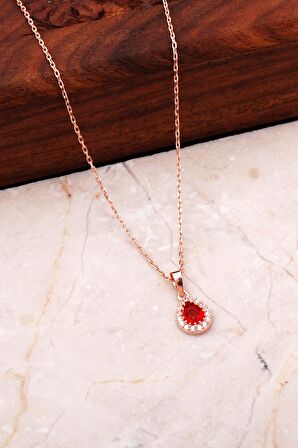 Lal Rose Gümüş Mini Damla Kolye 7041
