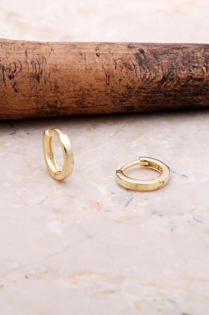 Altın Yaldızlı Gümüş 12 Mm Halka Küpe 5144