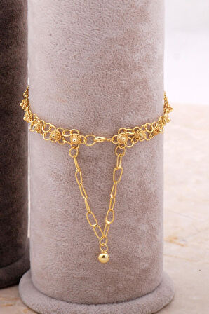 Telkari Altın Yaldızlı Kişniş Akıtma Gümüş Bileklik 3632