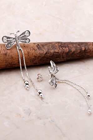 Yusufçuk Tasarımlı Telkari Elişi Gümüş Küpe 5175