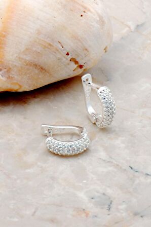 Taşlı Gümüş Küpe 5253