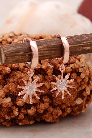 Güneş Rose Tasarım Gümüş Küpe 5440