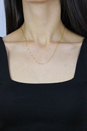 44 cm Altın Yaldızlı Gümüş Figaro Zincir Kolye 7285