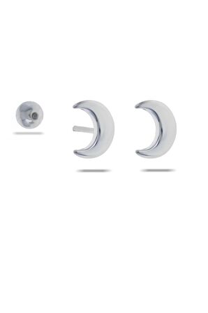 Ay Rodyumlu Tragus Gümüş Küpe 5522