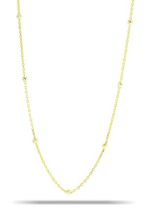 Dorissa Altın Yaldızlı 75 cm Gümüş Zincir Kolye 7320