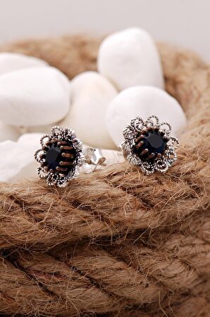 Safir Taşlı Telkari Elişi Gümüş Küpe 5582